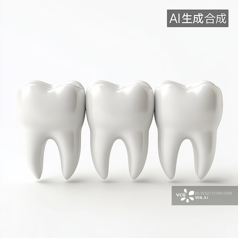 【AI数字艺术】牙齿模型白色背景口腔医疗3D风格图片素材