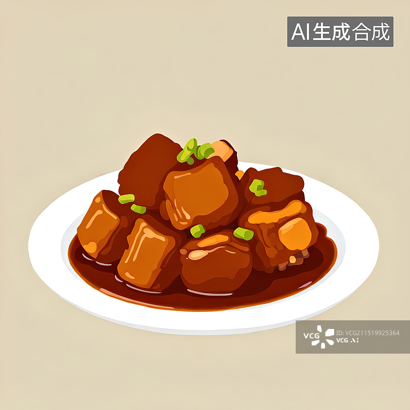 【AI数字艺术】一盘红烧牛肉，中国传统美食，春节新年传统节日食物图片素材