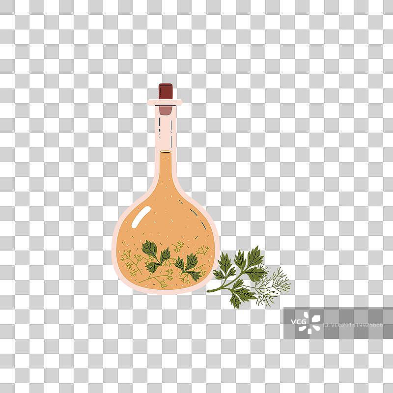 一瓶醋和香菜图片素材