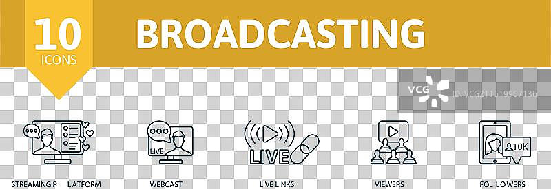 广播线性图标合集图片素材