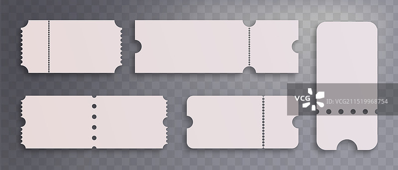 透明背景上的空白入场券套装图片素材