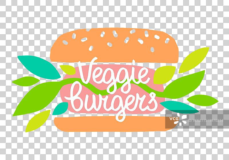 素食汉堡图标手绘标签图片素材