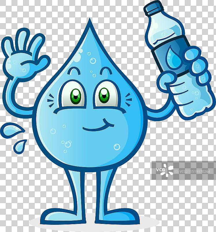 卡通饮用水人物挥手图片素材