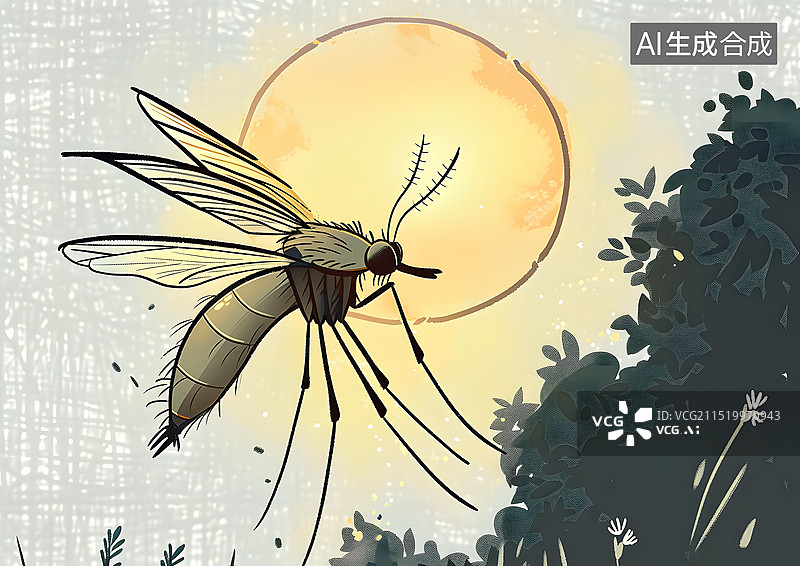 【AI数字艺术】卡通插画，一只蚊子图片素材
