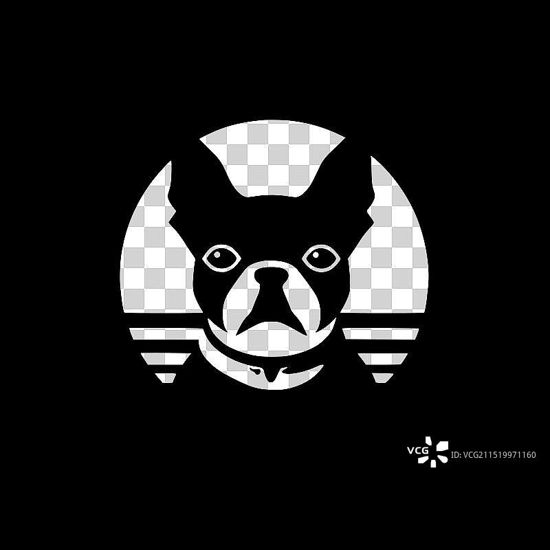 波士顿梗犬 - 简约扁平风格Logo图片素材