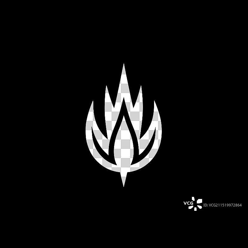 黑白火焰隔离图标图片素材