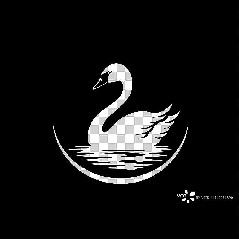 天鹅 - 极简扁平风格logo图片素材