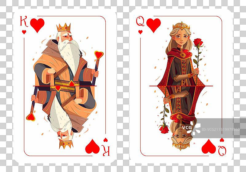 红桃皇后与红桃国王图片素材