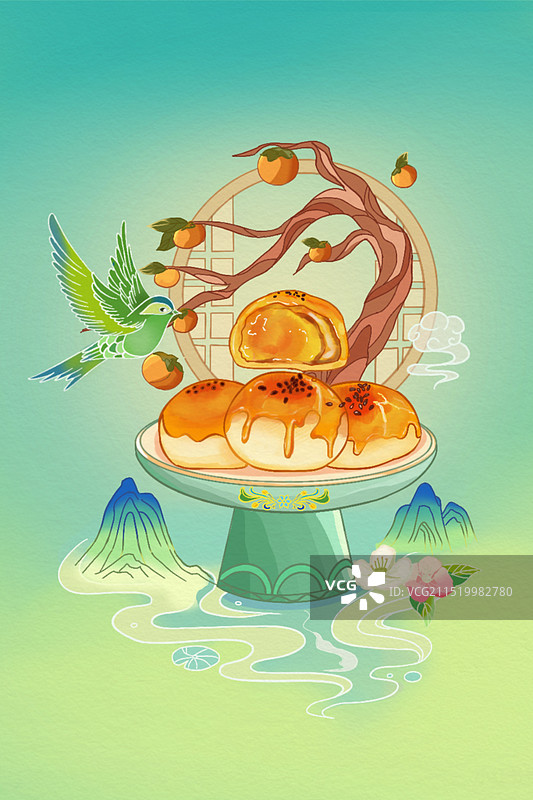 蛋黄酥包装插画图片素材