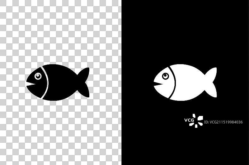 黑白色鱼图标集合图片素材