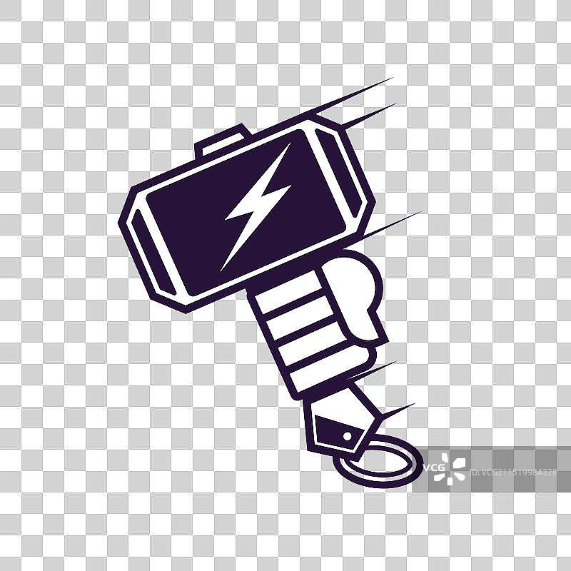 时尚扁平风格的雷神之锤图标图片素材