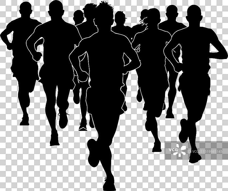 一群男人跑步的剪影图片素材