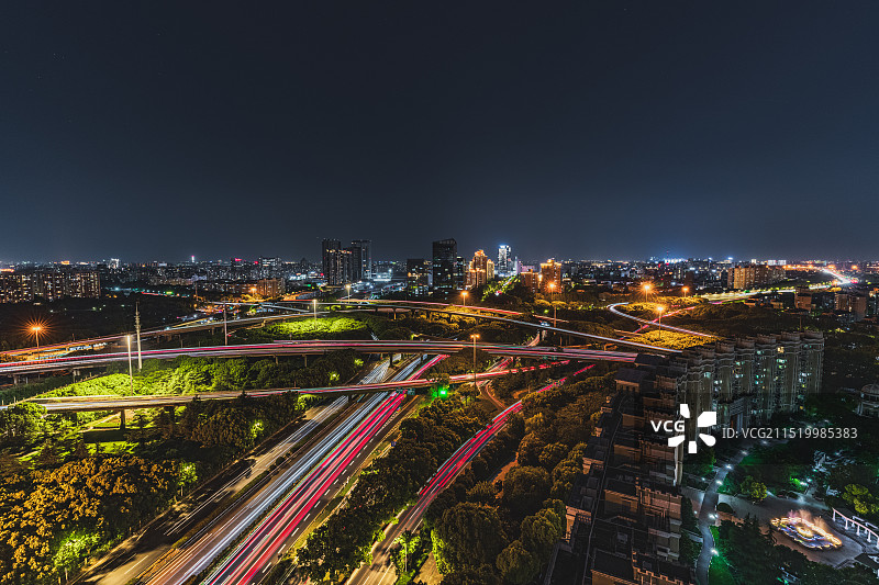 上海莘庄枢纽夜景图片素材