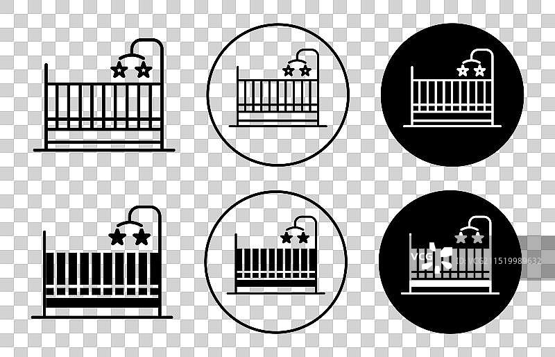 婴儿床轮廓细线符号图标图片素材