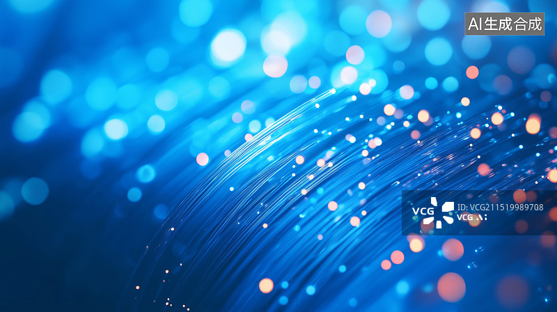 【AI数字艺术】蓝色发光抽象光纤图片素材