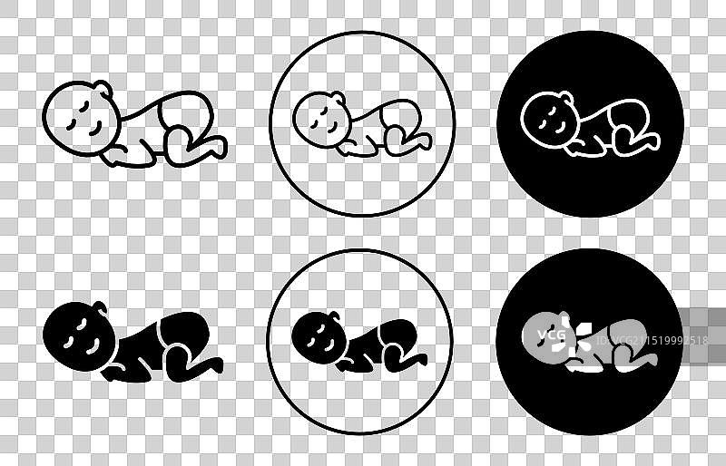 婴儿睡眠图标轮廓合集图片素材