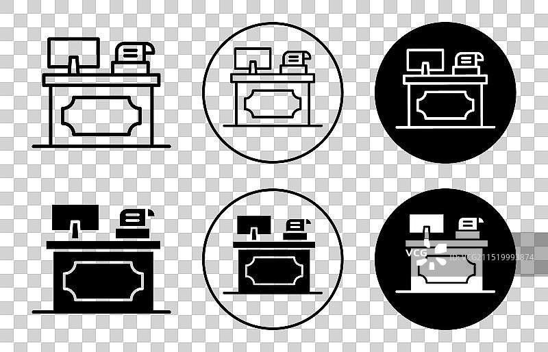 轮廓细线的收银台图标集合图片素材