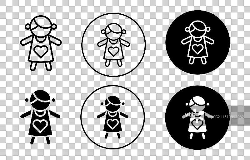 玩偶图标轮廓细线符号合集图片素材