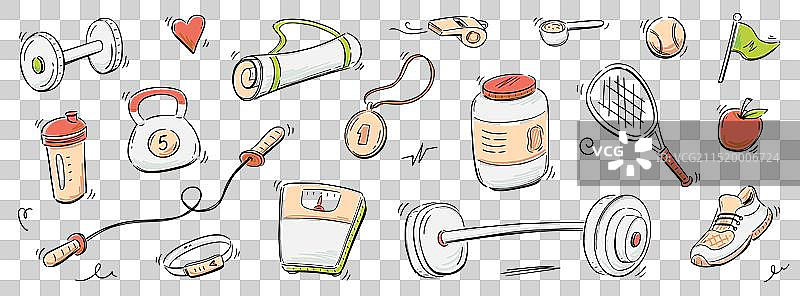 运动健身手绘草图图标集图片素材