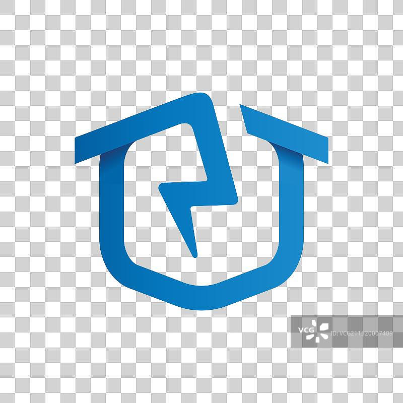房屋闪电蓝色logo设计图片素材