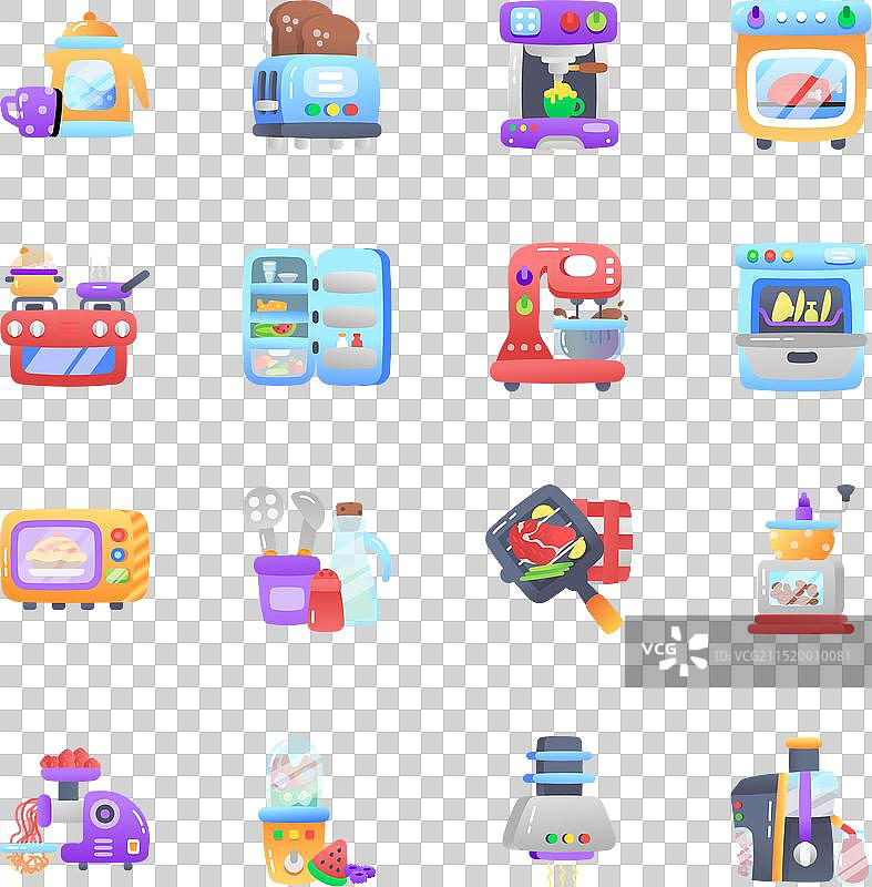 厨房电器扁平风格图标合集图片素材