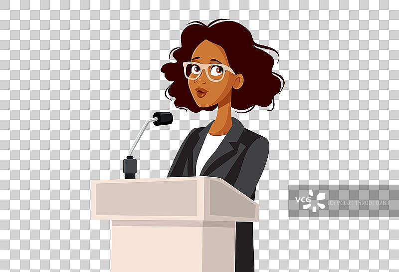 新闻发布会上发言的女性图片素材