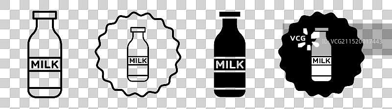 牛奶瓶图标符号集图片素材