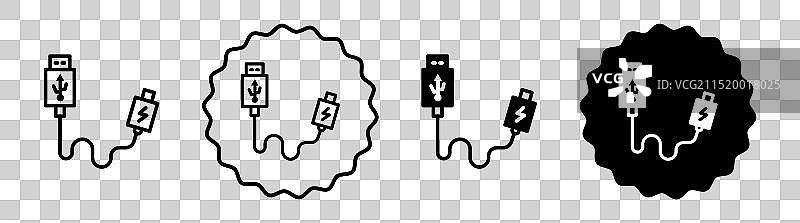 USB电缆图标符号集图片素材