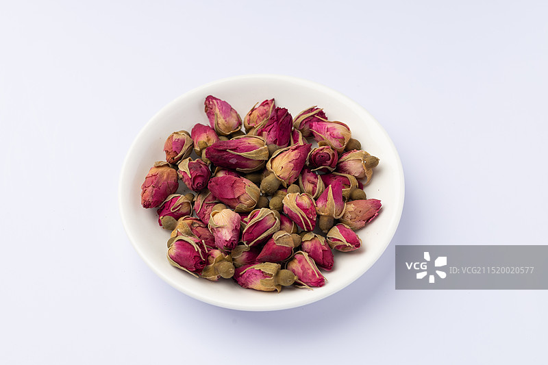 平阴玫瑰花苞养生茶，无硫重瓣红玫瑰花茶，干玫瑰花草茶静物特写图片素材
