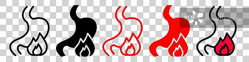 胃酸反流和胃灼热症状图标图片素材