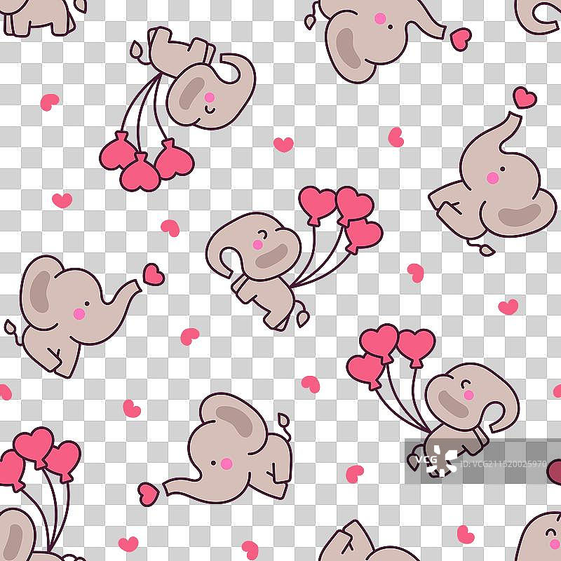 可爱大象无缝图案图片素材