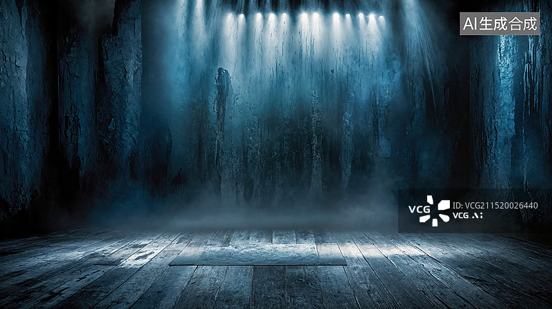 【AI数字艺术】神秘的蓝色舞台图片素材