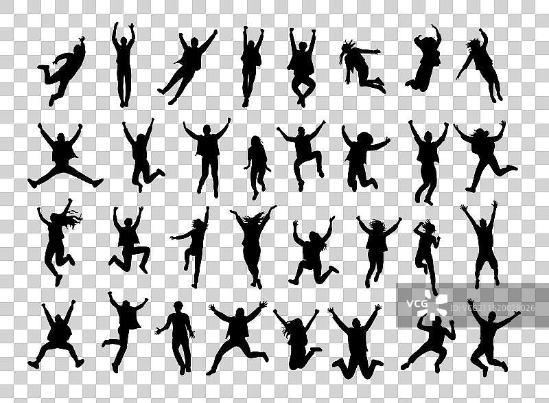 跳跃的人群剪影图片素材