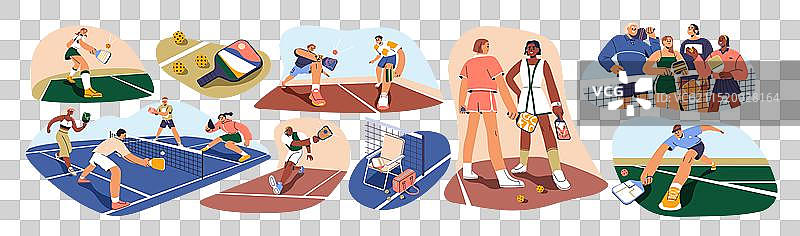 球场上的匹克球比赛图片素材