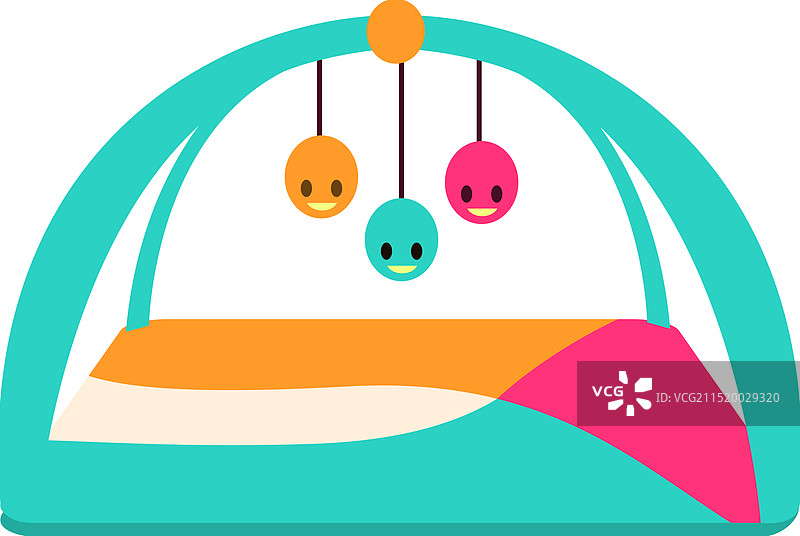 带有悬挂玩具的婴儿游戏垫图片素材