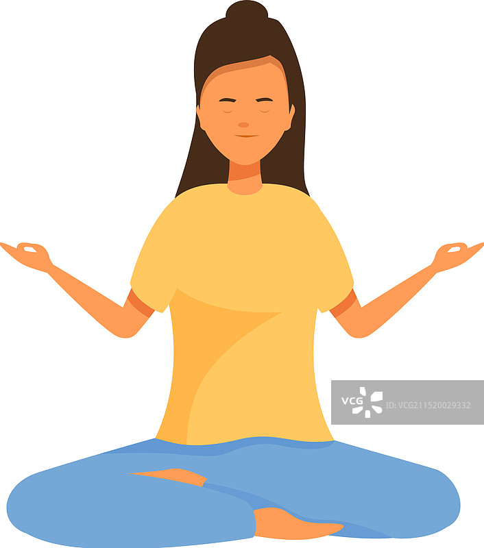 年轻女人盘腿冥想图片素材