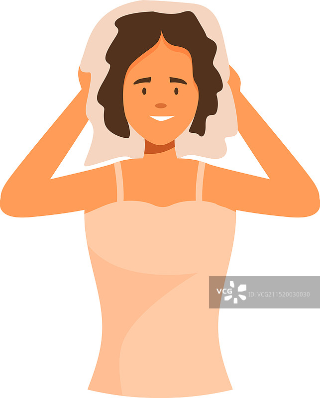 微笑的女人淋浴后吹干头发图片素材