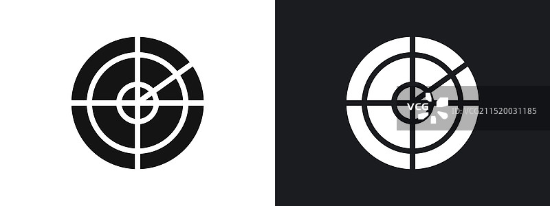 黑色雷达探测线性图标集图片素材