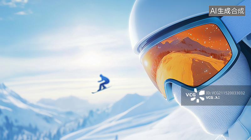 【AI数字艺术】冬季冰雪运动主题海报——滑雪图片素材