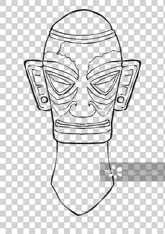 巴蜀四川成都德阳广汉三星堆国宝文物线稿元素,图片素材