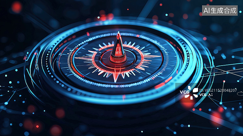 【AI数字艺术】3D渲染未来感指南针背景插图图片素材