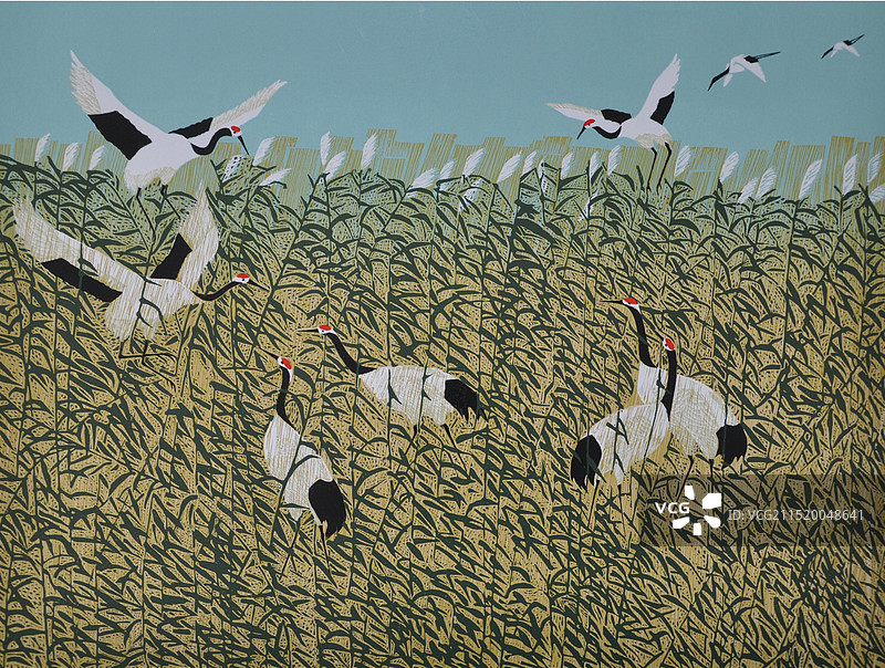 套色木刻《如约》图片素材