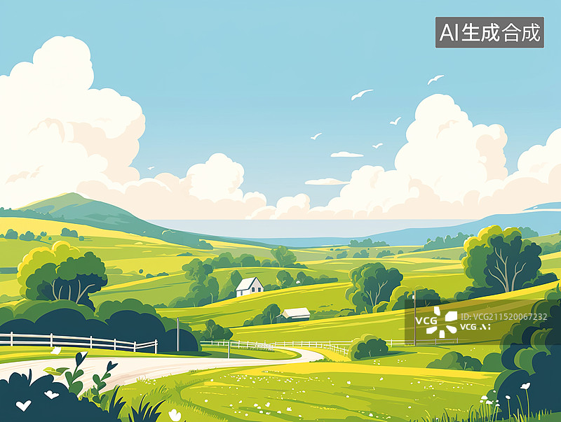 【AI数字艺术】田园风景场景图片素材