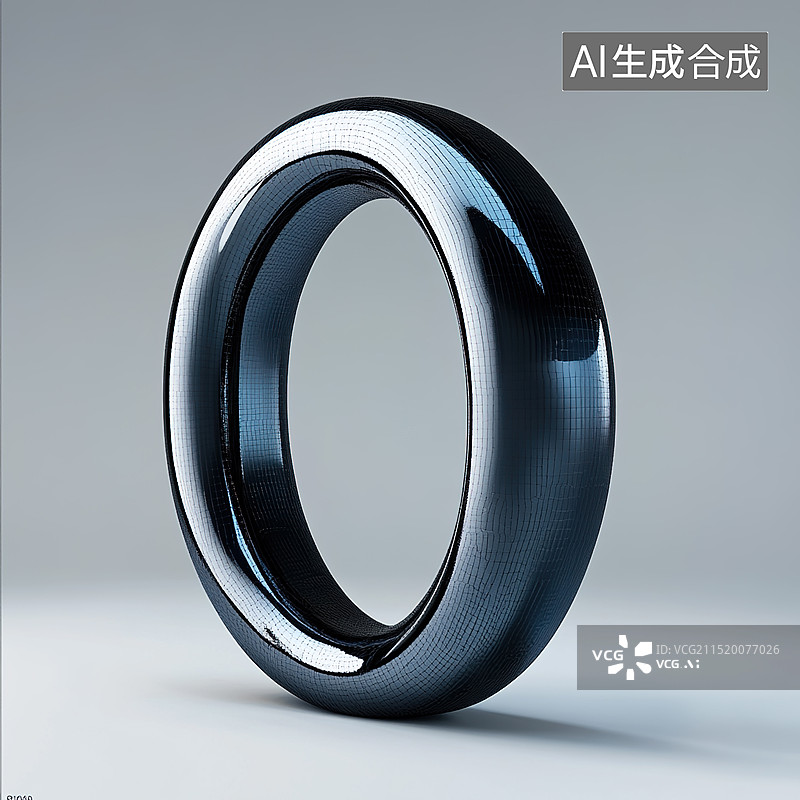 【AI数字艺术】金属质感3D字母O模型图片素材