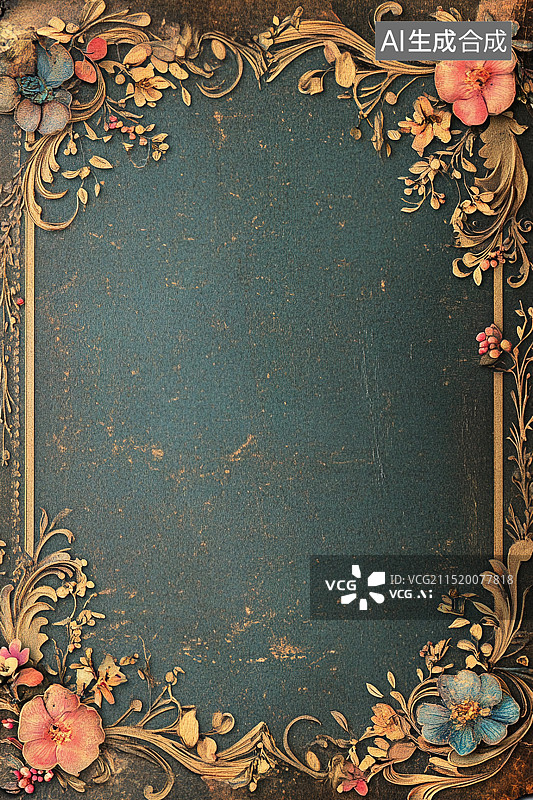 【AI数字艺术】清新自然的花卉边框图片素材