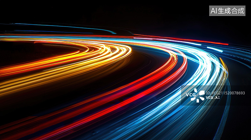 【AI数字艺术】光影交织的未来之路图片素材
