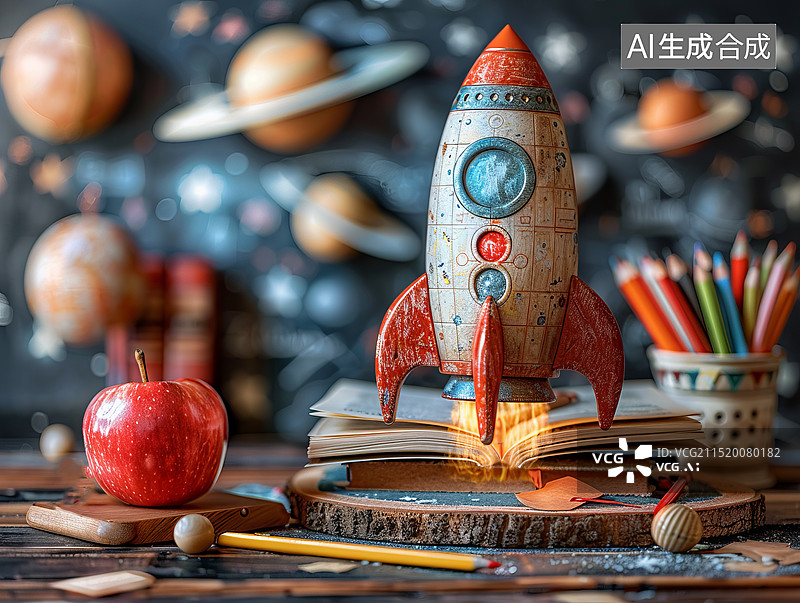 【AI数字艺术】火箭与知识的碰撞图片素材