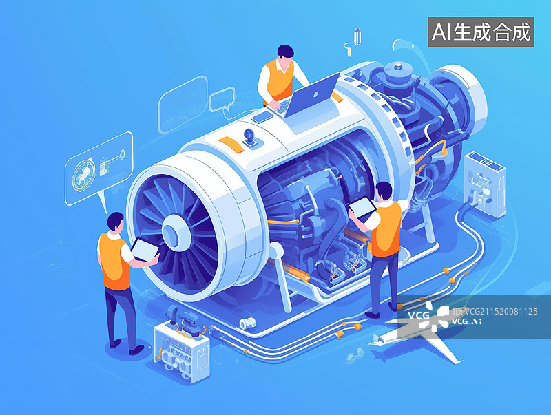 【AI数字艺术】工业引擎机组装现场图片素材