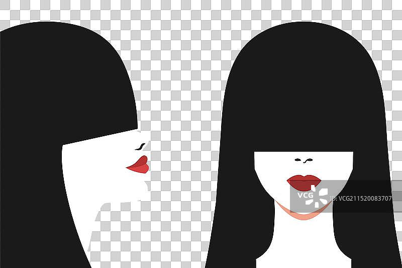 抽象的无脸女人正面和侧面画像图片素材