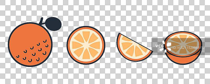 橘子切片涂鸦扁平水果剪贴画图片素材